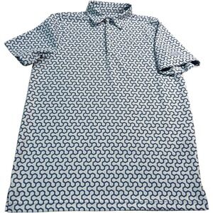 USA Palm Tribe 2.0 Golf Polo Shirt Mens Medium Blue Geometric‎ Short Sleeve
